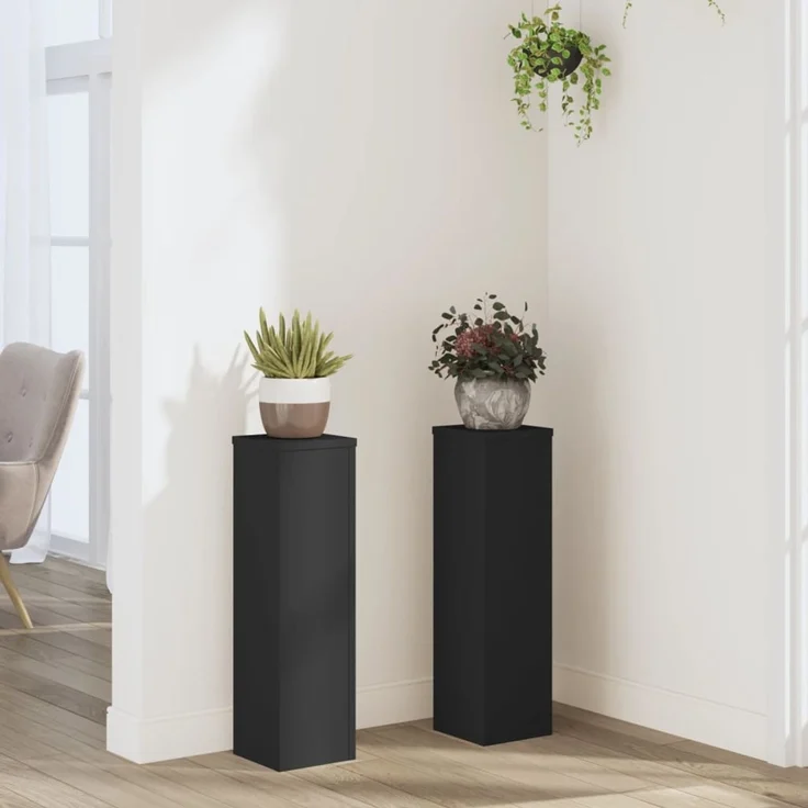 vidaXL Pflanzenständer 2 Stk. Schwarz 17x17x60 cm Holzwerkstoff 852934 – Bild 1