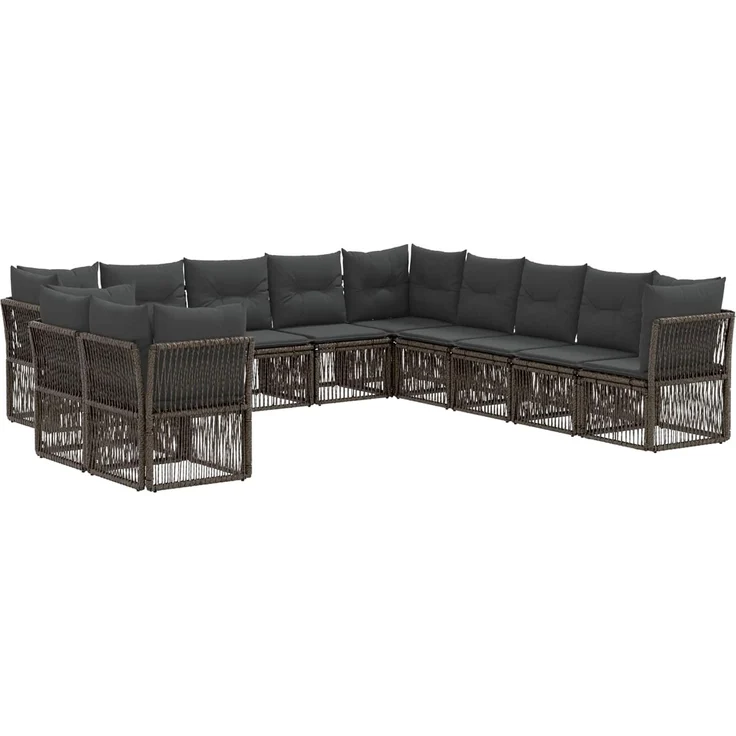 vidaXL Gartensofa-set 11 stk. 11-Sitzer Grau Poly-Rattan 3434276 – Bild 2