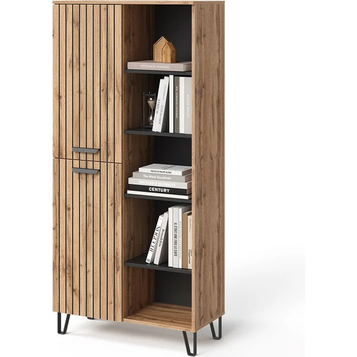 Garderobe Amber Eiche Wotan 80 x 172 cm mit 5 offenen Fächern Vicco – Bild 6
