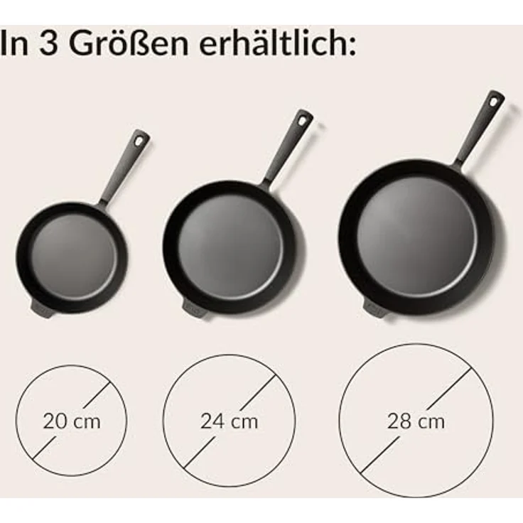 STUR Gusseisenpfanne Induktion 28 cm - Cast Iron Pan für alle Herdarten - Pfanne Gusseisen fein geschliffen - 100% Made in Germany - frei von künstlicher ANTIHAFT-BESCHICHTUNG & kratzfest – Bild 4