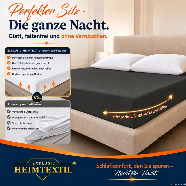 Doppelpack Jersey Spannbettlaken Premium Silber 90 - 100 x 200 cm – Bild 2