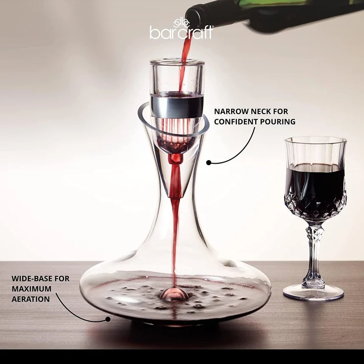 BarCraft Luxus Wein Dekanter Set in Geschenkbox, Glas, Transparent, 1,5 Liter – Bild 4