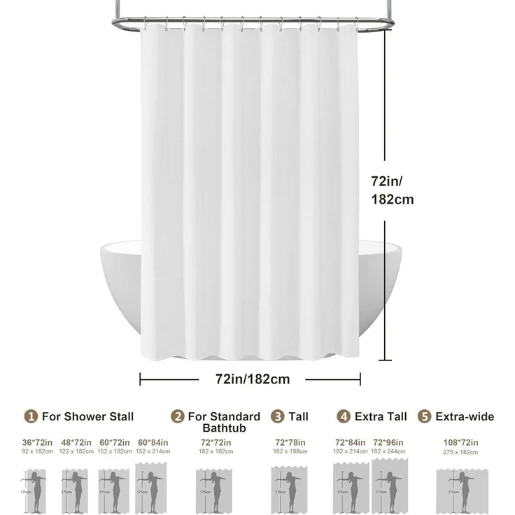 Duschvorhang Leinen Wasserdicht Anti-Schimmel 182x182cm Weiße Badewanne – Bild 6