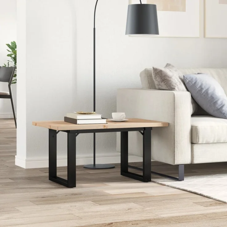 Couchtisch Sofatisch, O-Gestell 80 x 50 x 40,5 cm Massivholz Kiefer & Stahl d329e – Bild 3