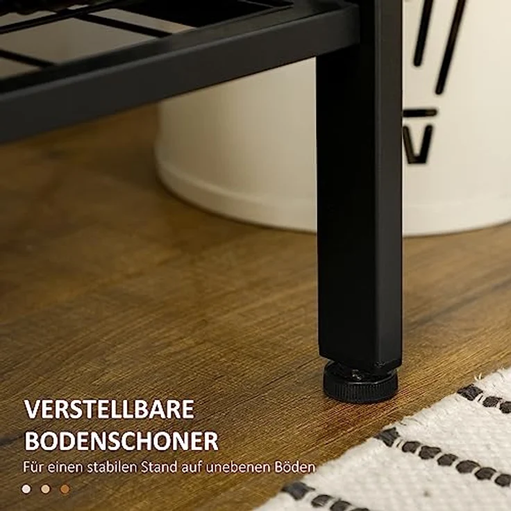 HOMCOM Garderobenständer, Braun, Metall und Holzwerkstoff, mit Schuhregal, 9 Haken und Memo-Board, 100x40x185 cm – Bild 5
