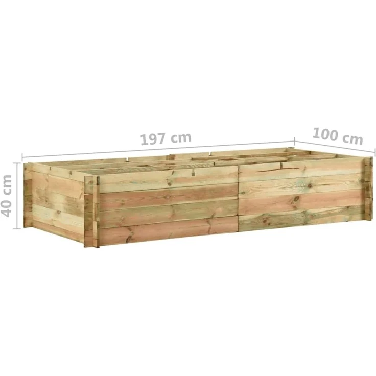 DELUKE® Hochbeet aus Kiefernholz FILIP Grün, imprägniert 197x100x40cm Wetterfest Gartenbeet Holz Kräuterbeet Blumenbeet Beet hoch Frühbeet für Garten Gemüsebeet – Bild 2