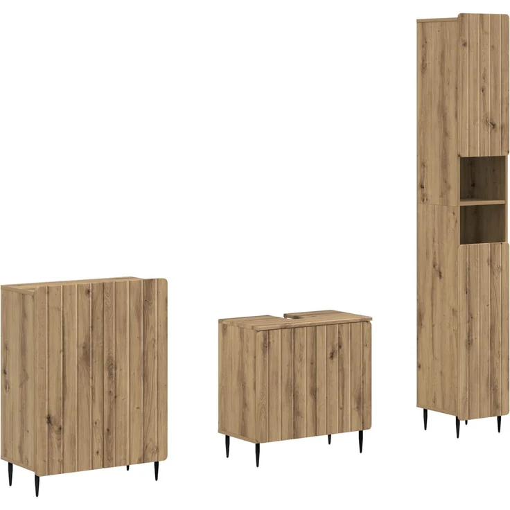 vidaXL 3-teiliges Badezimmer-Schranksystem ZWOLLE Artisan-Eiche 3417440 – Bild 2