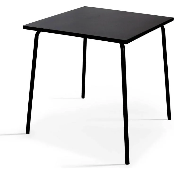 Oviala Gartentisch Palavas, quadratisch, Schwarz, 70x72x70 cm, aus rostfreiem Metall mit UV-Schutz