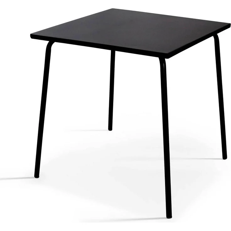 Oviala Gartentisch Palavas, quadratisch, Schwarz, 70x72x70 cm, aus rostfreiem Metall mit UV-Schutz
