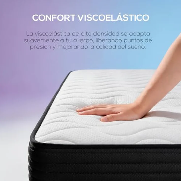 DUÉRMETE ONLINE Viskoelastische Matratze, Pocket Visco, wendbar (Winter-Sommer), Härtegrad mittel bis hoch, Dicke 25 cm, milbendicht, antibakteriell und hypoallergen, 140 x 190 cm – Bild 6