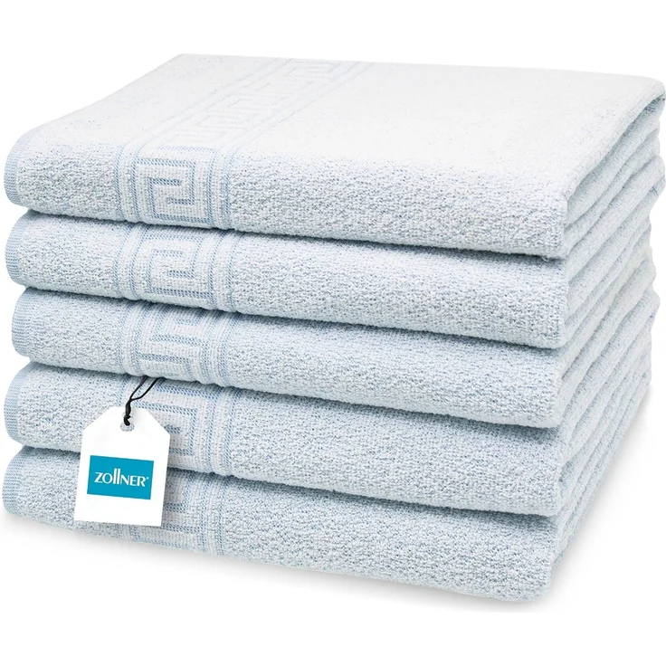 ZOLLNER 5er Set Duschtücher, 80% Baumwolle, 20% Polyester, 70x140 cm, blau – Bild 1