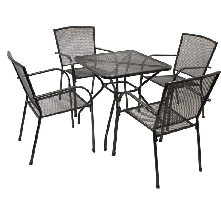 Garnitur CLASSIC 5-teilig, Streckmetall anthrazit (Tisch 70x70 cm)