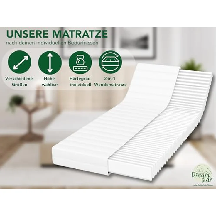 DREAMSTAR Simple Flex Duo I ergonomische 7-Zonen Kaltschaummatratze I Rollmatratze 12 cm hoch I Öko-Tex Zertifiziert I Härtegrad 2 und 3 (H2 & H3) I 180x200 cm – Bild 3