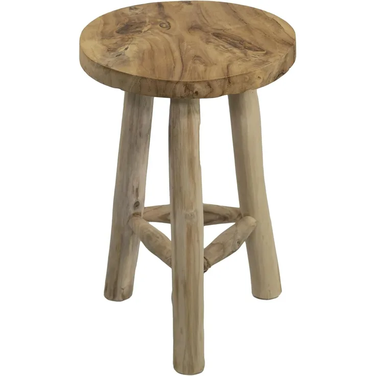 mgc24 Teakholz-Hocker - Stabiler 3-Bein Blumenständer aus Massivholz, handgefertigt aus Echtholz, vielseitig & pflegeleicht, vormontiert - Perfekt für Wohnzimmer, Garten, Deko - 45x28,5 cm