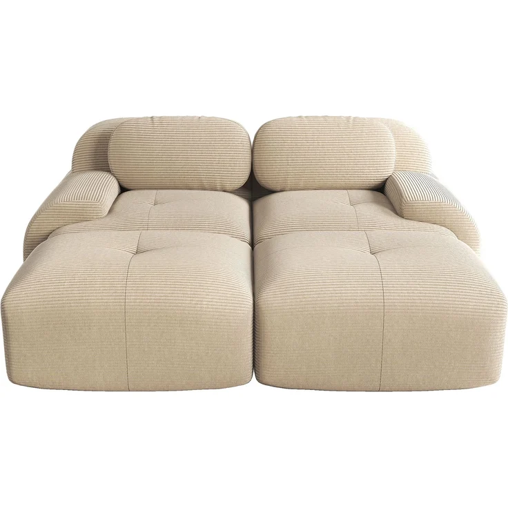 Rayofly-2-Sitzer Cordsofa, rahmenlos, modular mit Chaiselongue kombinierbar, rutschfest, ergonomische Armlehnen, hochelastische Polsterung, Beige, H 70cm x T 208cm x B 178cm – Bild 3