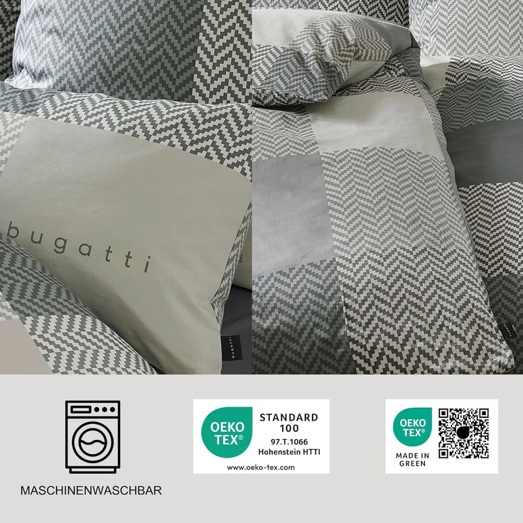 IBENA Bettwäsche BUGATTI Flanell BL 155x220 cm grau Bettbezug Bettzeug – Bild 6