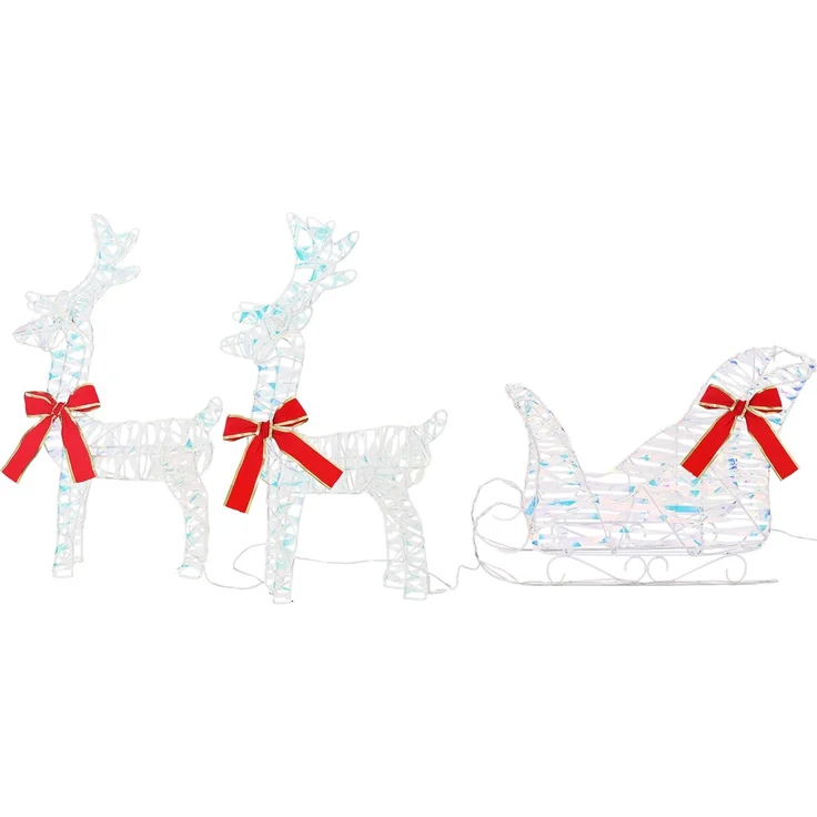 vidaXL 3D-Weihnachtsrentier mit Schlitten LOVIISA 3 stk. Warmes Weiß 42018970 – Bild 7