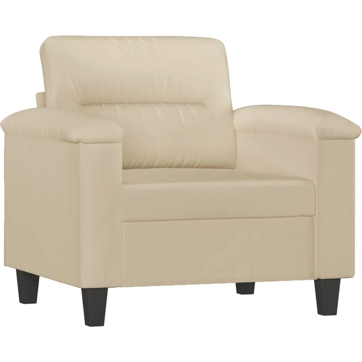 vidaXL Sessel mit Hocker Creme 60 cm Mikrofasergewebe 3201229 – Bild 3