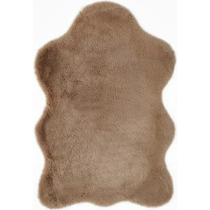 -LUXOR- living Fellteppich Coste gemütlicher weicher Hochflor Kunstfell Teppich 55 x 80 cm Taupe – Bild 1