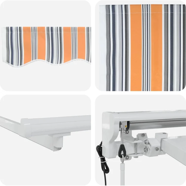 vidaXL Elektrische ausziehbare Markise Blau, Orange, Weiß 4 × 3,5 m 3421380 – Bild 9