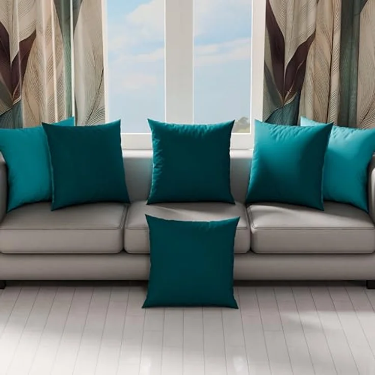 Petti Artigiani Italiani - 1 Paar Kissenbezüge 35 x 35 cm aus Mikrofaser, Dekokissen für Schlafzimmer, Sofa, Set mit 2 Kissenbezügen, doppelseitiger Kissenbezug Tiffany Petrol – Bild 3