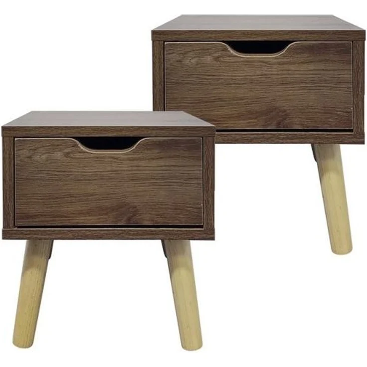 HTI-Living Nachttisch Nachttisch 1 Schublade 2er-Set Thekla Eiche (Set, 2-St, 2 Nachttische), Beistelltisch Kommode – Bild 1