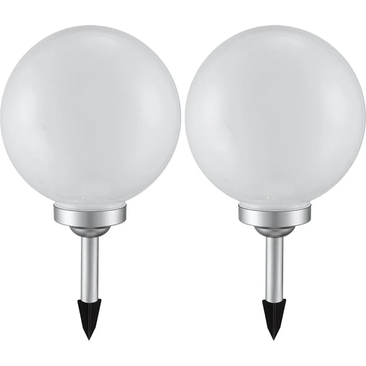 2er Set LED Solarleuchte, Kugel weiß, H 60 cm – Bild 1