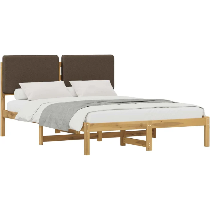 vidaXL Bettgestell mit gepolstertem Kopfteil Weiß gewaschen und Taupe 903997 – Bild 2