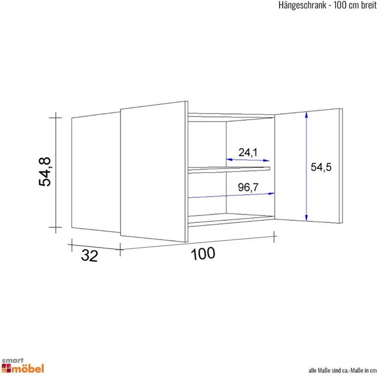 Flex-Well Hängeschrank Hängeschrank Küche - 100 cm breit - Hochglanz Weiß Sonoma Eiche – Vale – Bild 4