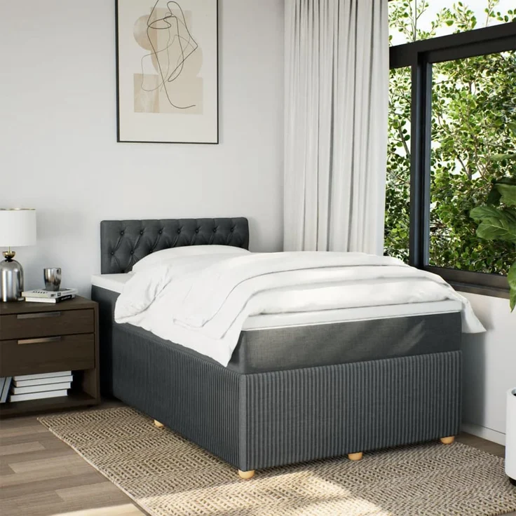 vidaXL Boxspringbett mit Matratze Dunkelgrau 120x190 cm Stoff 3287403 – Bild 3