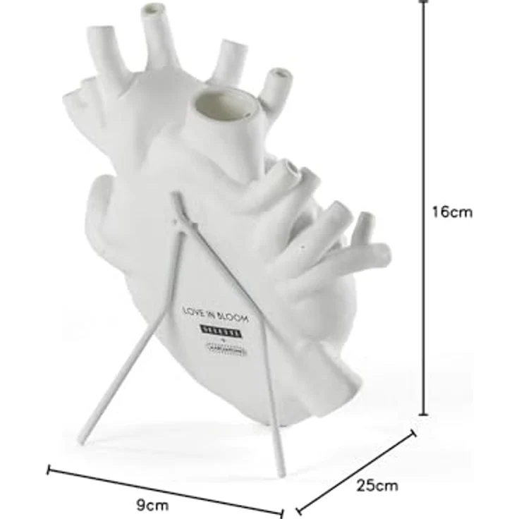 Seletti Love In Bloom Porcelain Heart Vase, 16,5 x 9 cm, Höhe 25 cm, weiße Porzellanvase – Bild 5