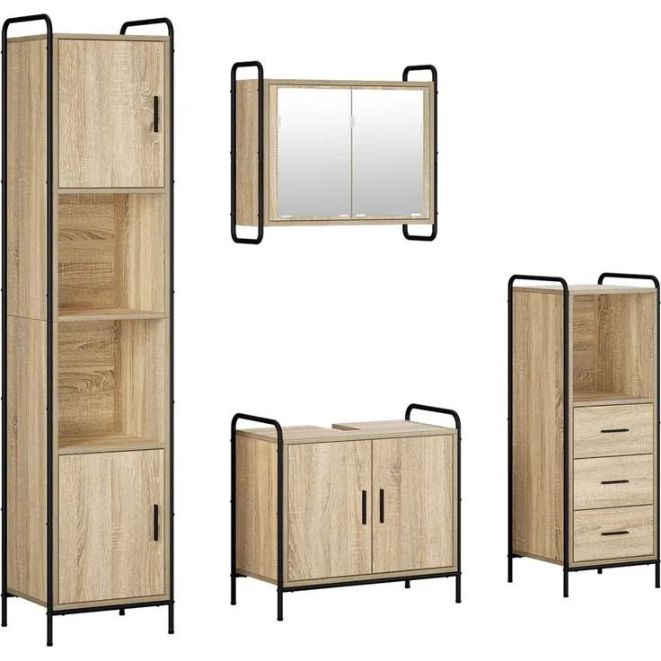 vidaXL Badezimmerschrank-Set 4 stk. Sonoma-Eiche 40 x 36 x 181 cm 3444616 – Bild 2