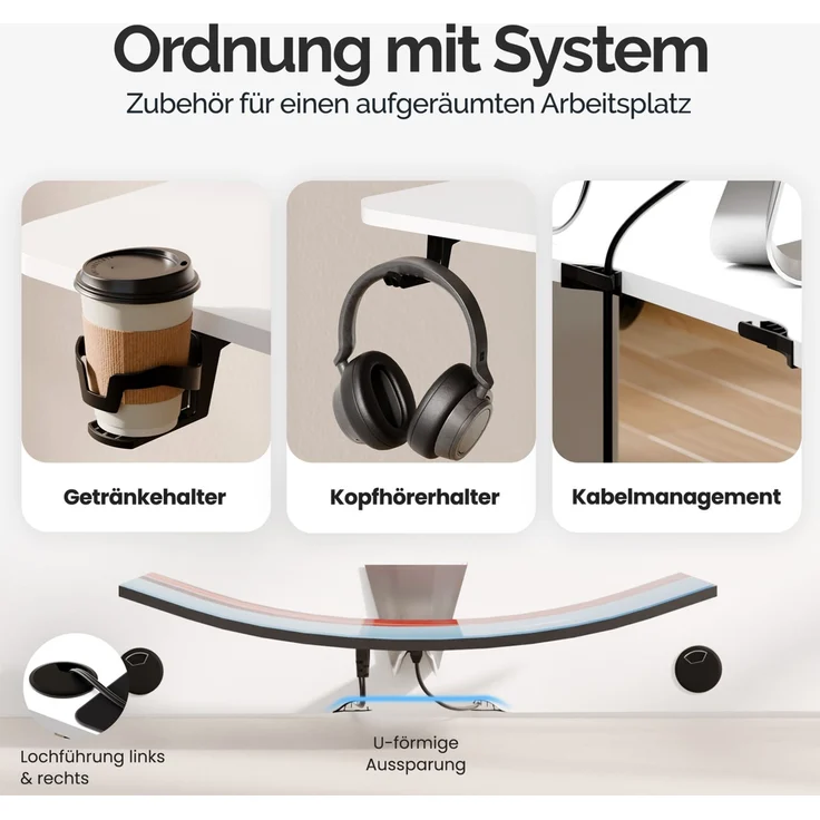 Casaria Elektrisch höhenverstellbarer Schreibtisch, LCD- Display, Spanplatte/Stahlgestell, Weiß, 160x75 cm – Bild 7