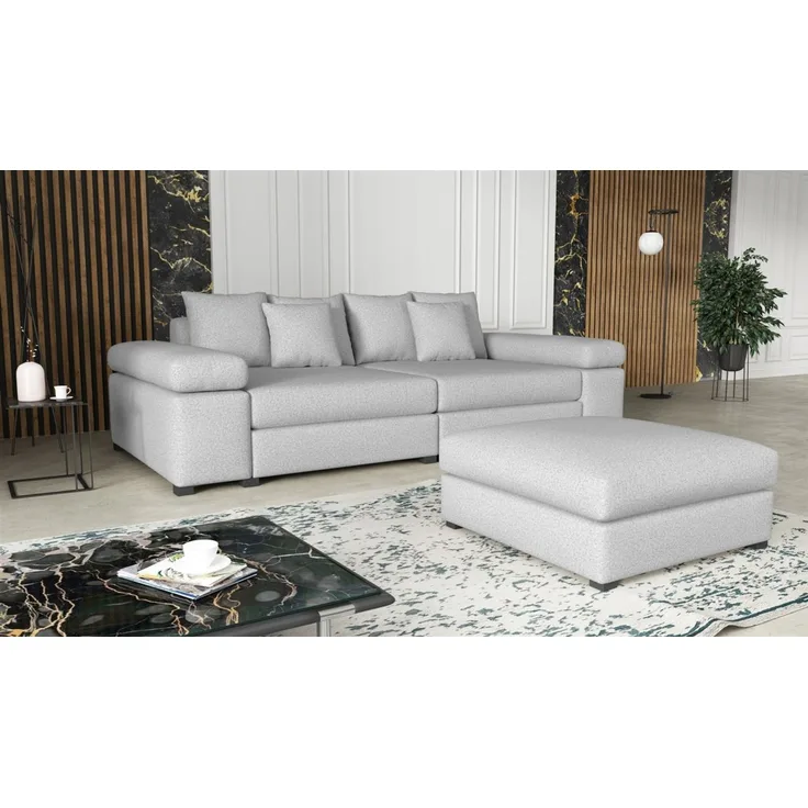 Big Sofa Megasofa Riesensofa AREZZO inkl. Hocker Stoff Now or Never Weiß