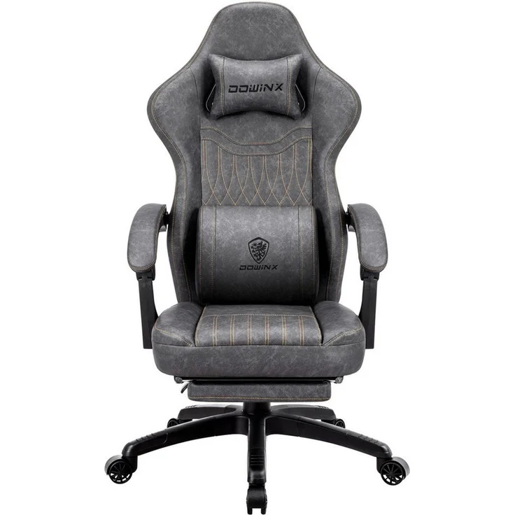 Dowinx Gaming-Stuhl mit Frühling Kissen,Racing Gamer Stuhl mit Massage Lendenwirbelstütze (Packung), Ergonomischer Gaming Sessel mit Fußstütze Bürostuhl PU Leder – Bild 1