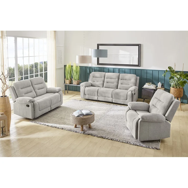 2-Sitzer-Relaxsofa Federkern mit Liegefunktion Zweier-Couch Stoff Chenille Grau – Bild 7