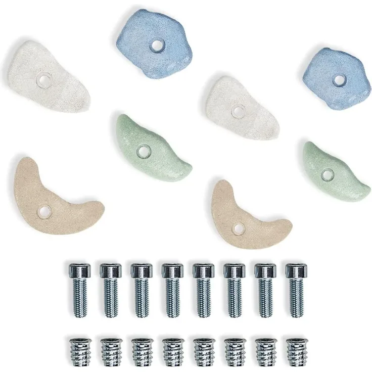 MAMOI® Klettergriffe | Klettergriff Set 8 Teile | Klettersteine für Kletterwand | Klettergriffe für Kinder | Griffe Boulderwand | Inklusive Befestigungsmaterial | Made in EU
