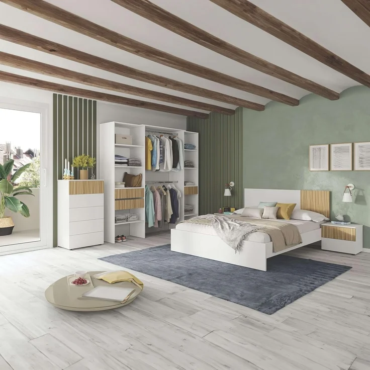 Habitdesign, Kleiderschrank– moderner Schlafzimmerschrank / Ankleideschrank in Artik weiß und Eiche Natur, viel Stauraum, Maße: 190 x 187 x 40 cm (B x H x T), Modell Ethna – Bild 6