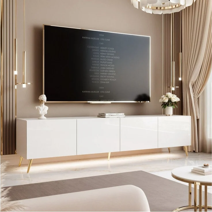 yourhouse24 Lowboard TV ANGEL 200 auf Füßen mit LED-Beleuchtung – Griffloses Design – Bild 3