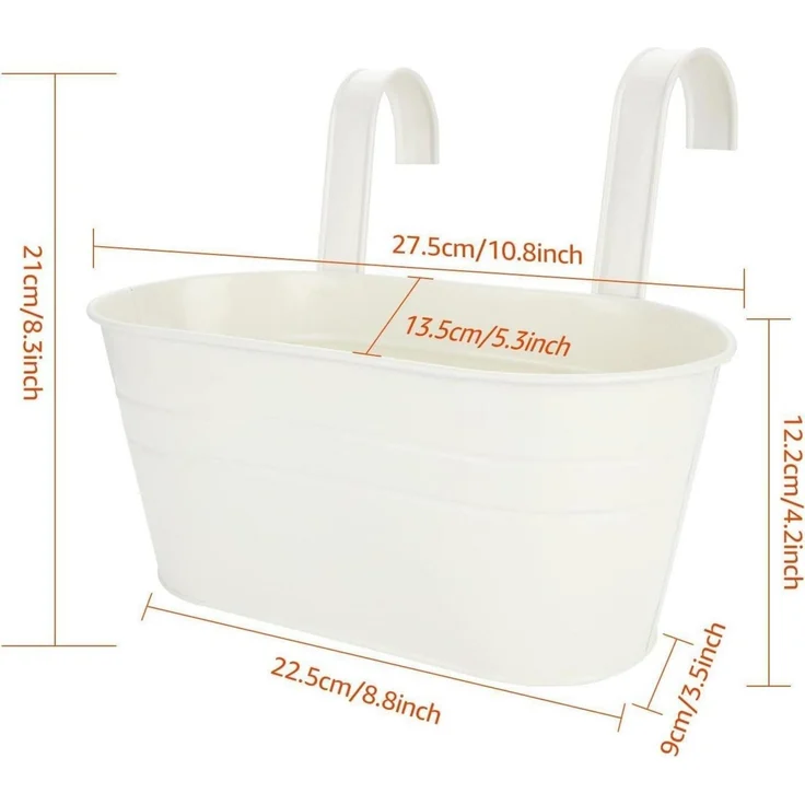 Metall Hängeblumentopf 4er Set 27.5cm Weiß für Balkon Garten – Bild 2
