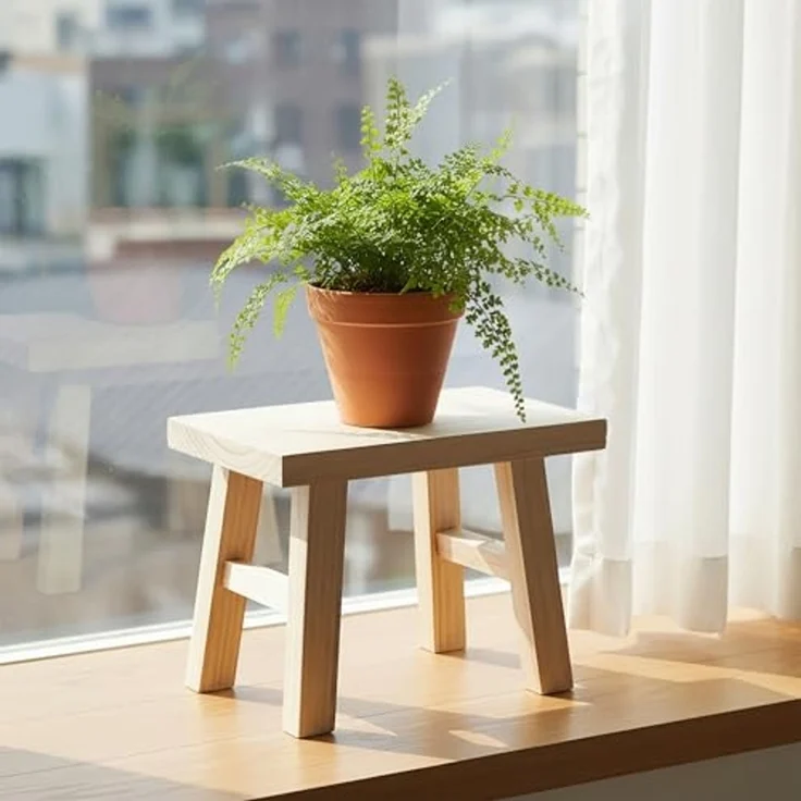 Spetebo Blumenbank Echtholz Pflanzenständer natur rechteckig - 31x25 cm (Anzahl, 1 St, Holzhocker), Naturprodukt – Bild 2