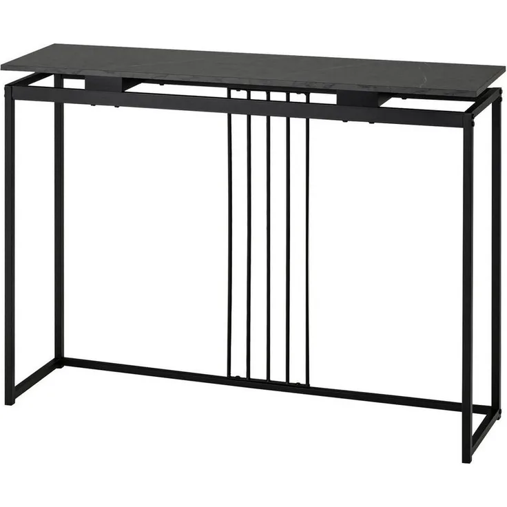 COSTWAY Konsolentisch Marmoroptik, schmal, Metallgestell, schwarz, 120x30x90cm