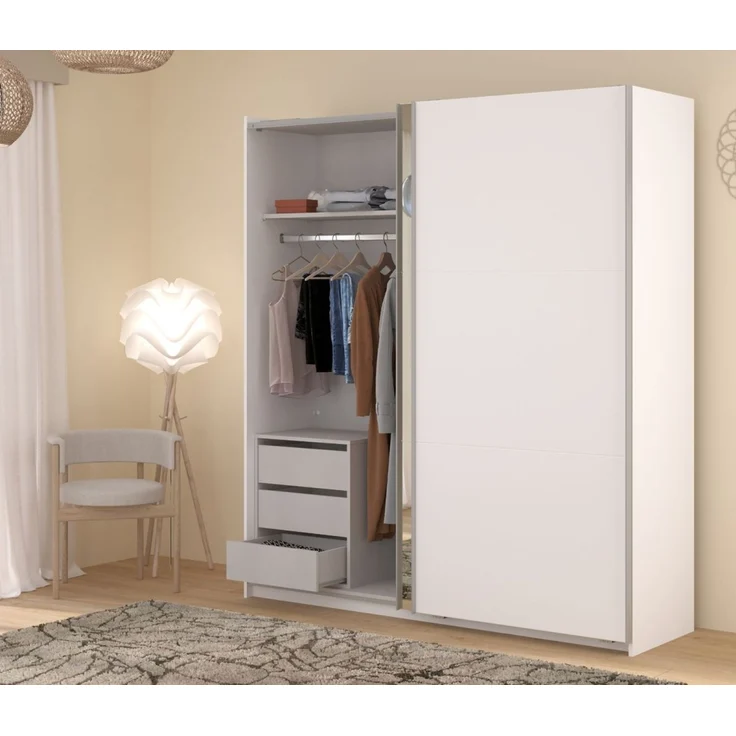 Kleiderschrank Swing in weiß mit Spiegel 178 cm – Bild 3