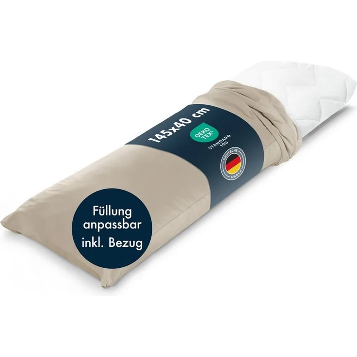 Blumtal Seitenschläferkissen Oeko Tex zertifiziertes Kissen mit anpassbarer Füllung 40x145 cm