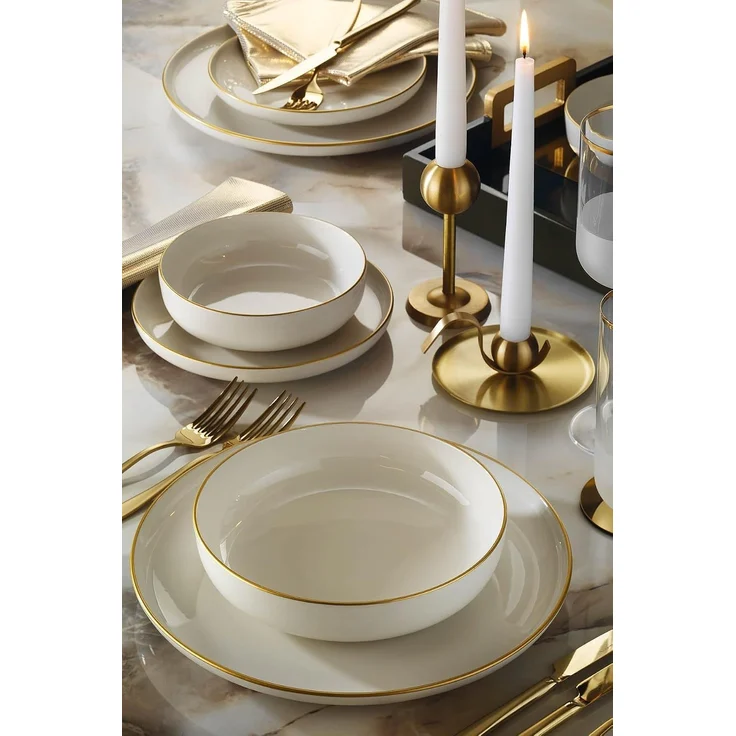 Hermia Concept 'MOD16YSA45R520' Tafelservice (16-teilig), Creme / Gold, 27 x 27 x 2,5 cm – Bild 3