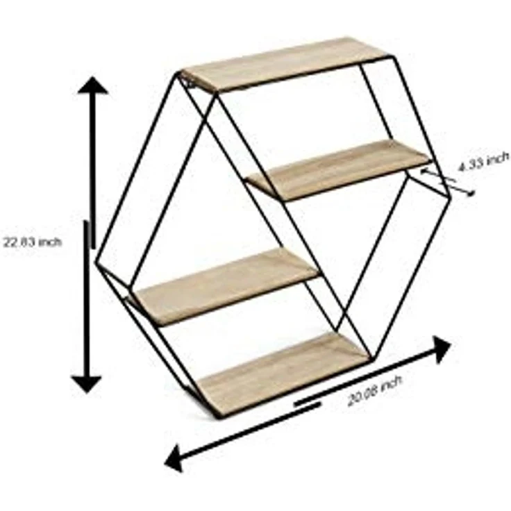 Mascot Regal LIFA LIVING Wandregal Malaga Holz Metall, Hängeregal, 66,5x14,3x33,6cm, 1-tlg. – Bild 3
