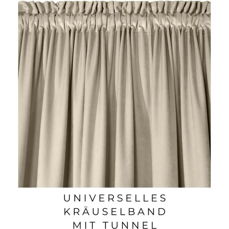 Eurofirany Vorhang VELVET (2 St), Kräuselband, blickdicht, Samt, 2er-Set Vorhang aus Velvet, mit mittlerem Verdunkelungsgrad, Tunnelzug – Bild 3