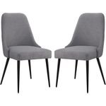 Ball & Cast gepolsterte Küchenstühle 2er Set, Moderne Esszimmerstühle, Bequeme Beistellstühle mit Metallbeinen, Grau
