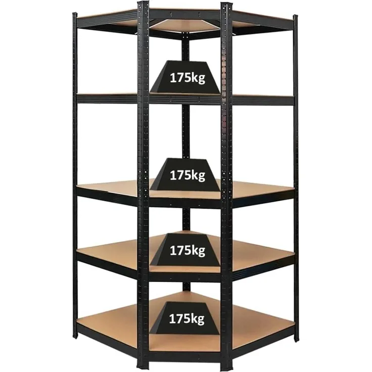 PROREGAL Eckregal Ragnar 1x: 180x90x60cm Schwarz Fachlast 175kg, Kellerregal, Steckregal, Garagenregal, Lagerregal