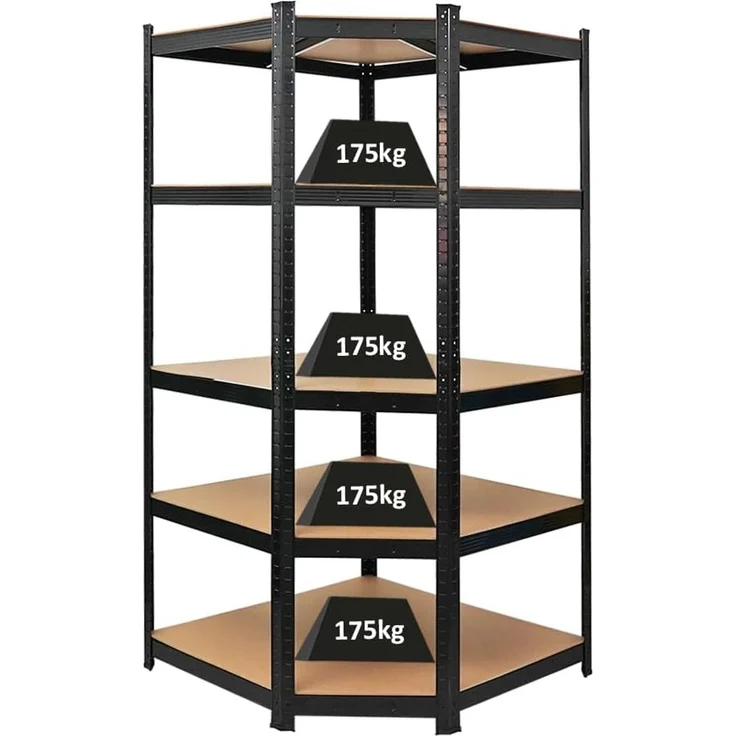 PROREGAL Eckregal Ragnar 1x: 180x90x60cm Schwarz Fachlast 175kg, Kellerregal, Steckregal, Garagenregal, Lagerregal